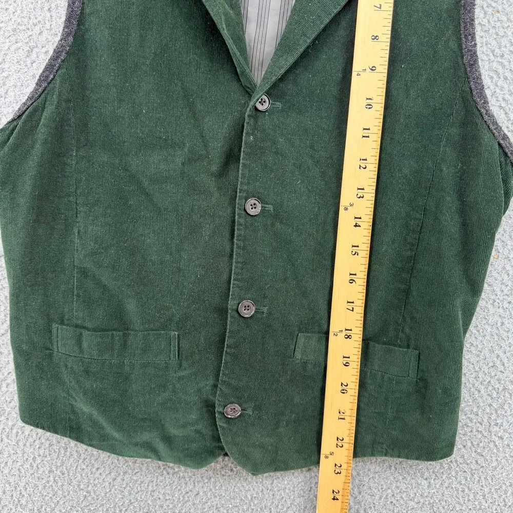 Vintage Gap Corduroy Vest Men Small Green Notched Lapel Button Up 90s Y2K